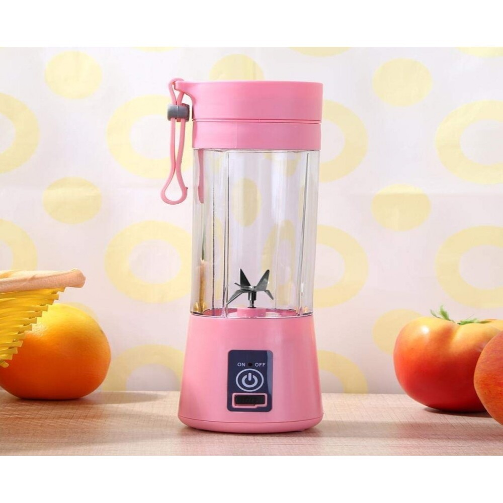 Electric Portable Juicer Blender Cup, Household Fruit Mixer with Six  Blades, 380ml USB Rechargeable Juice Blender, Pink